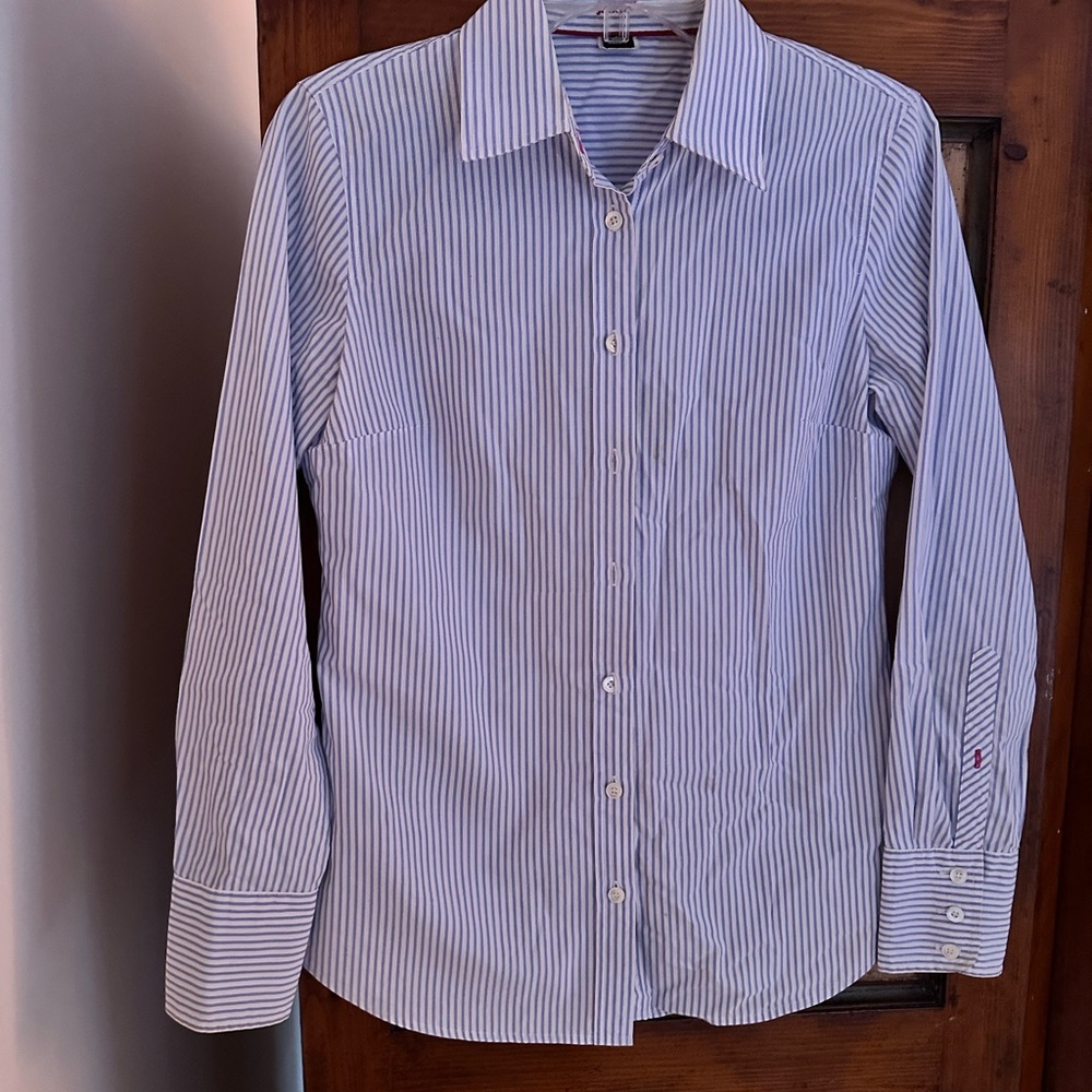 J. McLaughlin Classic Blue and White Striped Blouse